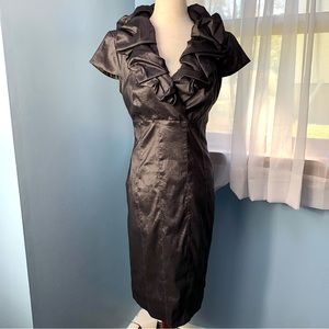 Adrianna Papell Gunmetal Grey Short Sleeve Sheath Dress